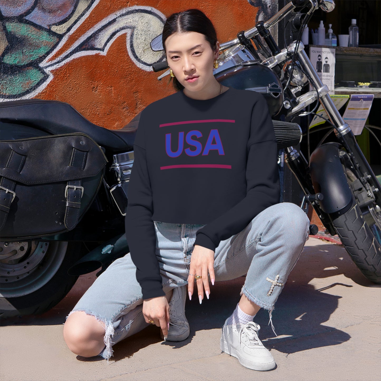 Women's Cropped Sweatshirt, USA Collection