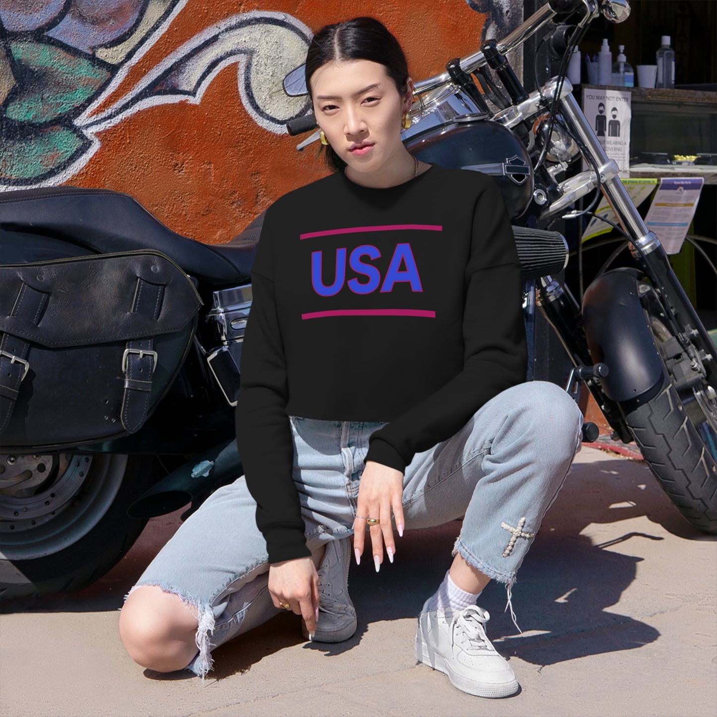 Women's Cropped Sweatshirt, USA Collection
